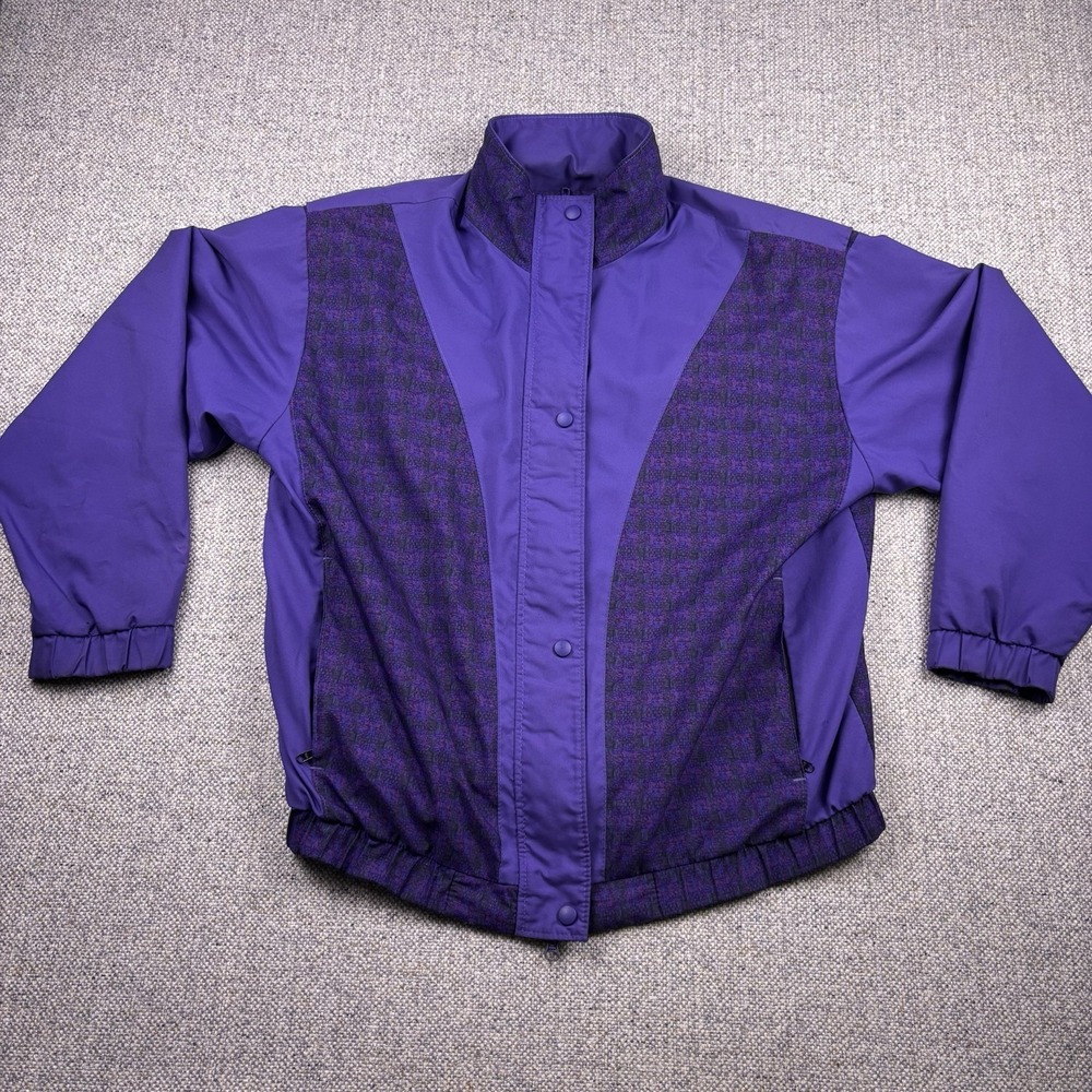 Vtg 90s Forrester's Outerwear Rainstopper Jacket Purple Colorblock Geometric L